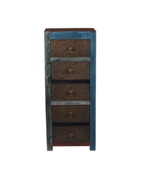 Semainier 5 tiroirs Manguier Pushkar Naturel - 50x38x121 cm