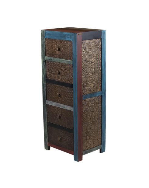 Semainier 5 tiroirs Manguier Pushkar Naturel - 50x38x121 cm