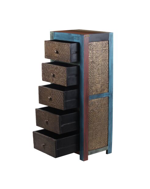 Semainier 5 tiroirs Manguier Pushkar Naturel - 50x38x121 cm