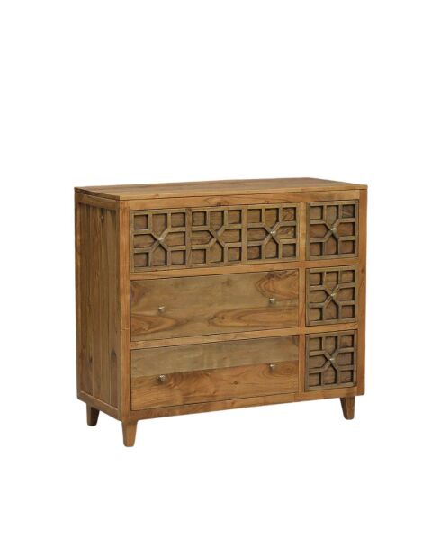 Commode arabesque bois exotique Acacia Punjab Marron - 103x45x92 cm