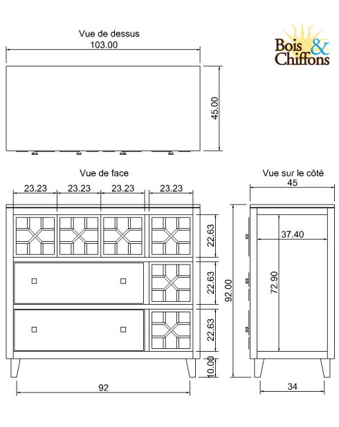 Commode arabesque bois exotique Acacia Punjab Marron - 103x45x92 cm