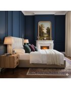 Table de chevet 2 tiroirs Manguier Sculture Beige - 45x40x45 cm