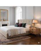 Table de chevet 2 tiroirs Manguier Sculture Beige - 45x40x45 cm