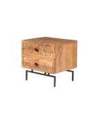Table de chevet 2 tiroirs Manguier Sculture Beige - 45x40x45 cm