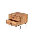 Table de chevet 2 tiroirs Manguier Sculture Beige - 45x40x45 cm