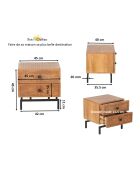 Table de chevet 2 tiroirs Manguier Sculture Beige - 45x40x45 cm