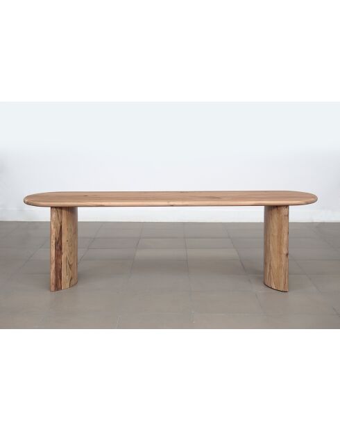 Banc arrondi bois massif Acacia Ellipse Beige - 152x36x46 cm