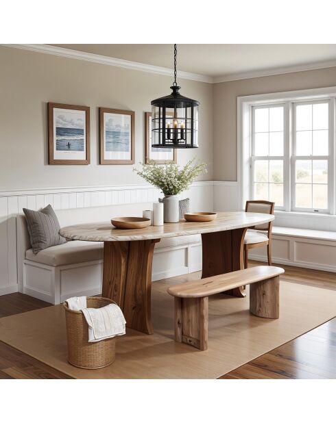 Banc arrondi bois massif Acacia Ellipse Beige - 152x36x46 cm