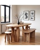 Banc arrondi bois massif Acacia Ellipse Beige - 152x36x46 cm