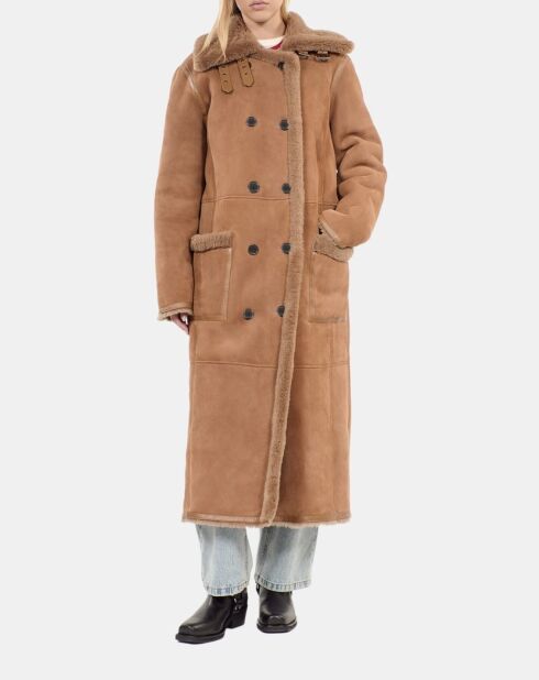 Peau lainée longue marron