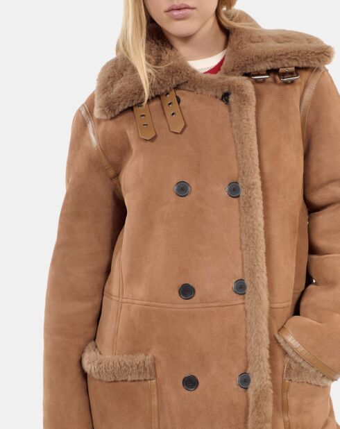 Peau lainée longue marron