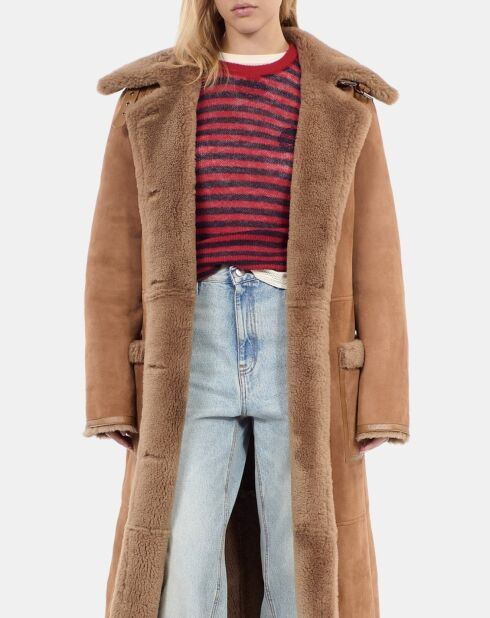 Peau lainée longue marron