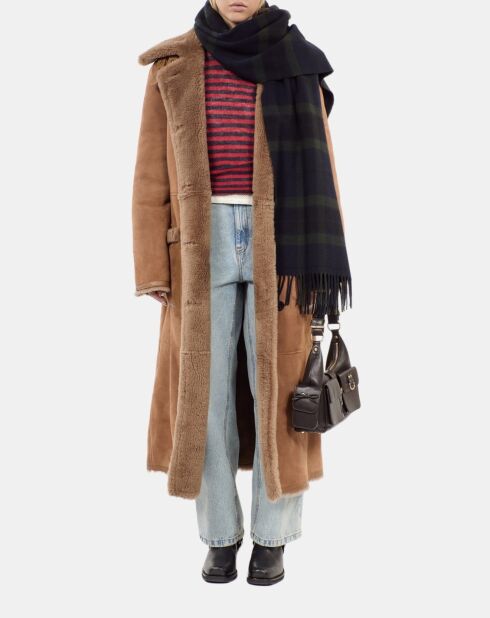 Peau lainée longue marron