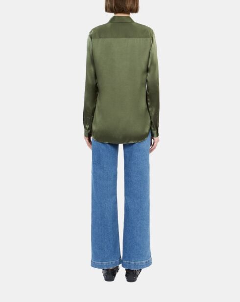 Chemise 100% soie kaki