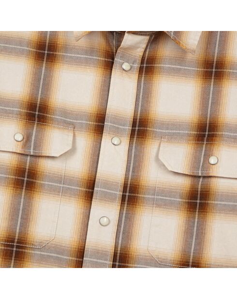 Chemise à carreaux bruns et beige