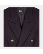 Manteau long en laine mélangée bleu marine