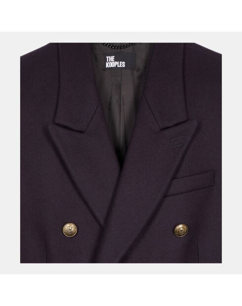 Manteau long en laine mélangée bleu marine