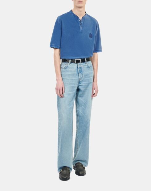 Polo en coton piqué bleu