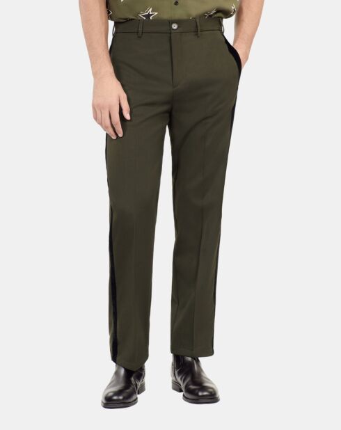Pantalon large en laine mélangée kaki