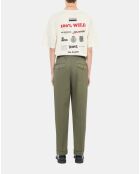 Pantalon droit en coton kaki