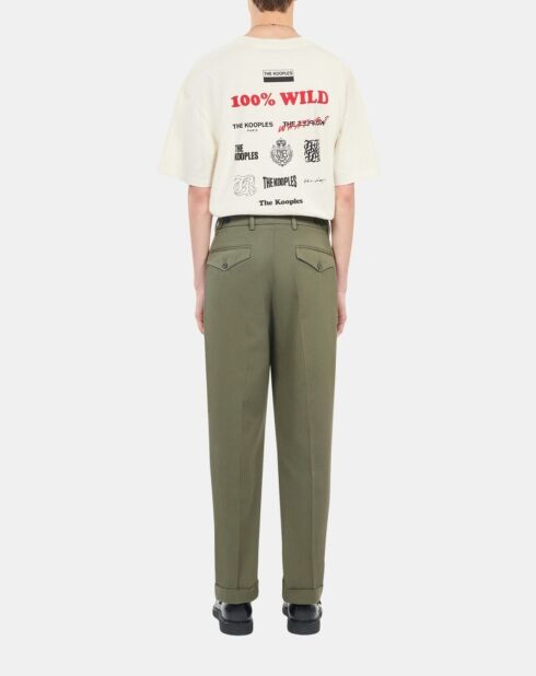 Pantalon droit en coton kaki
