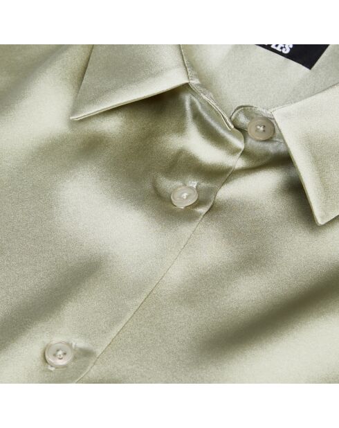 Chemise 100% soie satin kaki-gris