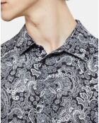 Chemise imprimée noire et blanche