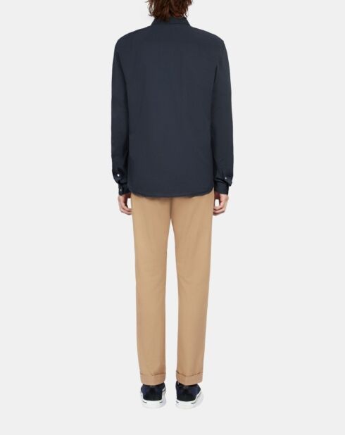 Chemise en voile de coton bleu marine