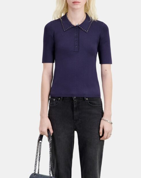 Polo en maille bleu marine