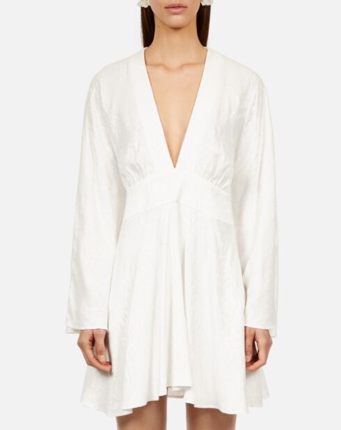 Robe courte blanche jacquard baroque