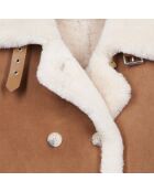 Peau lainée courte marron et beige