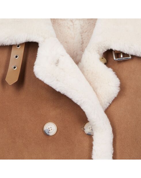 Peau lainée courte marron et beige