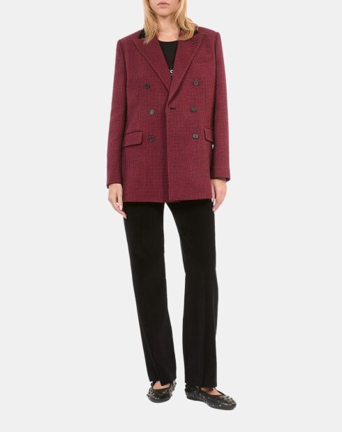 Blazer 100% Laine pied de poule noir et rouge