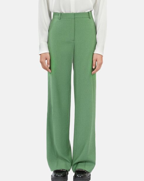 Pantalon tailleur en laine kaki