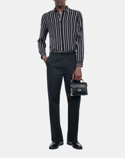 Chemise avec imprimé pied de poule noire et blanche