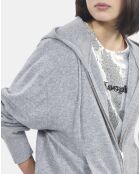 Sweatshirt à capuche en laine et cachemire gris