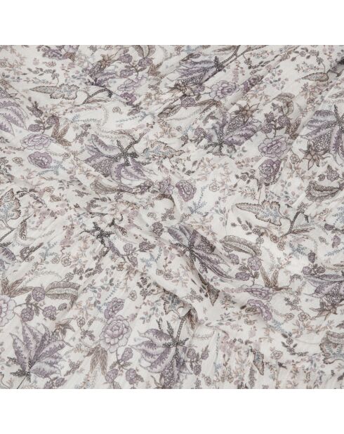 Robe longue fleurie craie , écru et mauve