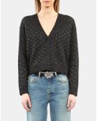 Cardigan en laine mélangée avec détails noir