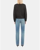 Cardigan en laine mélangée avec détails noir