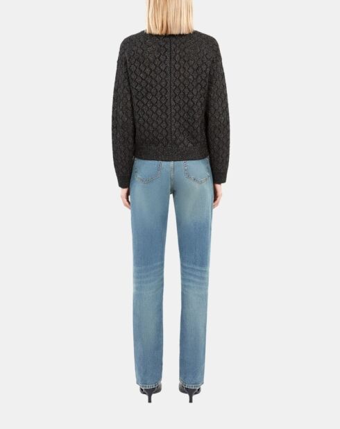 Cardigan en laine mélangée avec détails noir