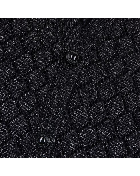 Cardigan en laine mélangée avec détails noir