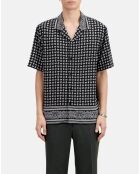 Chemise manches courtes imprimée noire et blanche