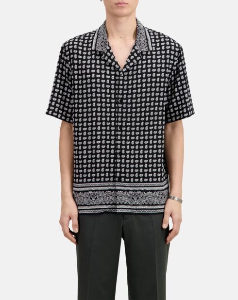 Chemise manches courtes imprimée noire et blanche