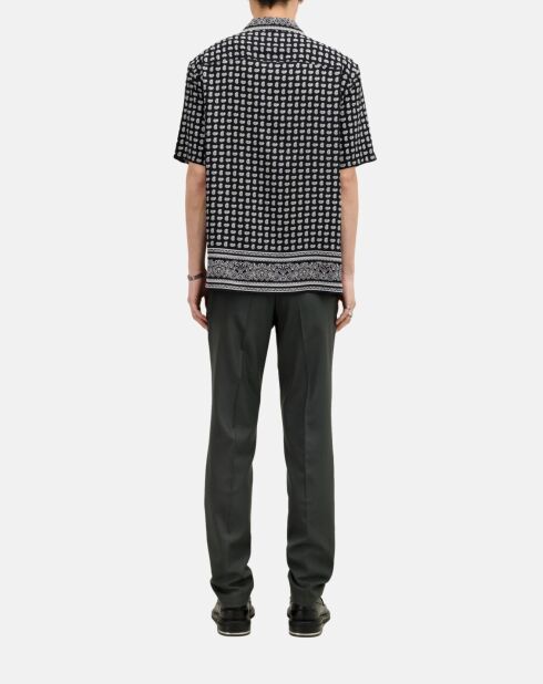 Chemise manches courtes imprimée noire et blanche