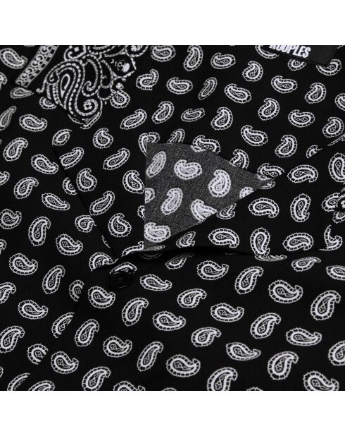 Chemise manches courtes imprimée noire et blanche