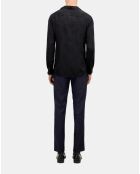 Chemise jacquard à fleurs noire