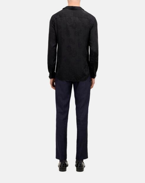 Chemise jacquard à fleurs noire