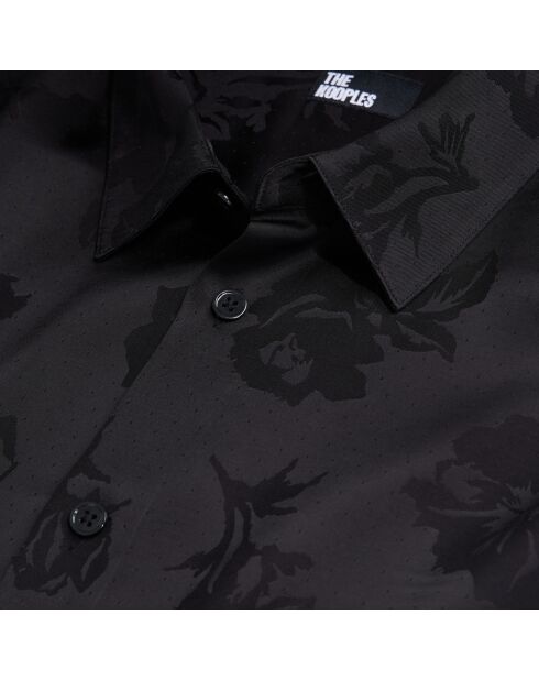 Chemise jacquard à fleurs noire
