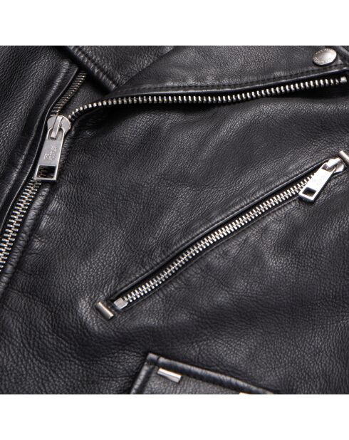 Blouson biker avec studs en cuir noir