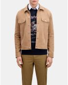 Blouson en cuir suède beige